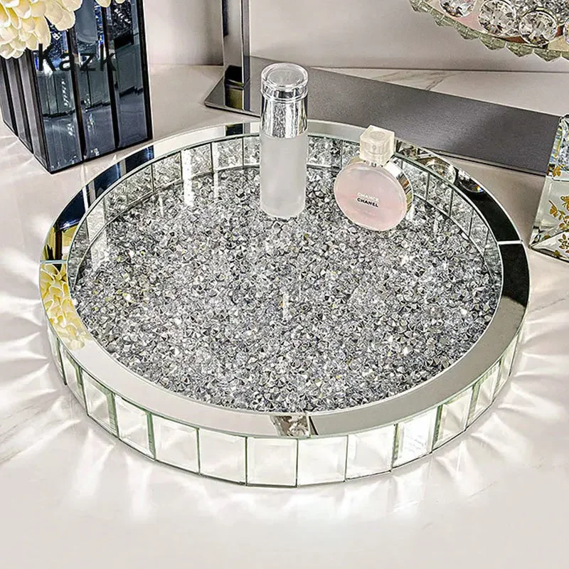 Luxury Skincare Aesthetic - Luxurious Diamond Inlay Glass Storage Trays
