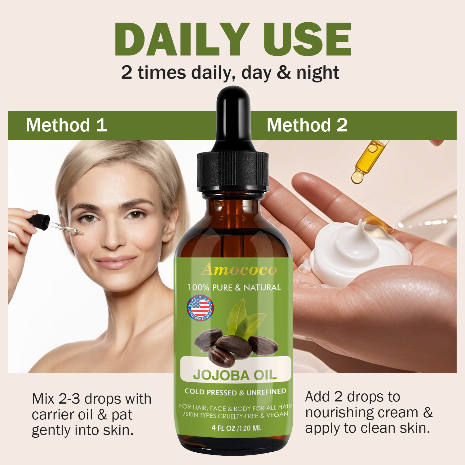 Amococo 2pcs Jojoba Oil and Ro - огляд і ціна Cold Pressed Rose Hip
