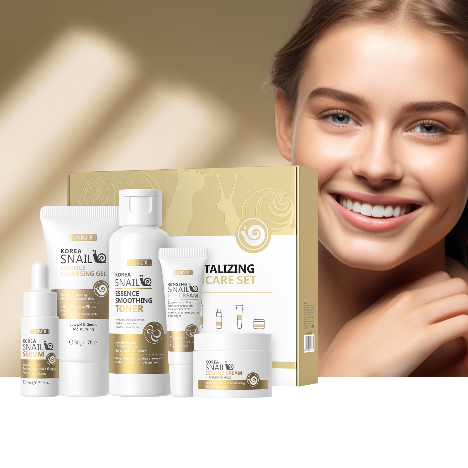 5pcs Boxed Korea Snail Skin Ca - огляд і ціна Luxury Skincare Set
